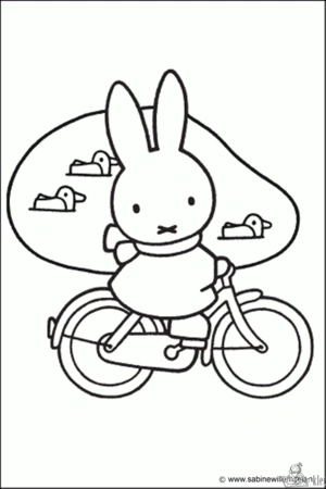 Nijntje op de fiets kleurplaat