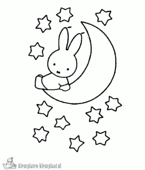 Nijntje op de maan kleurplaat