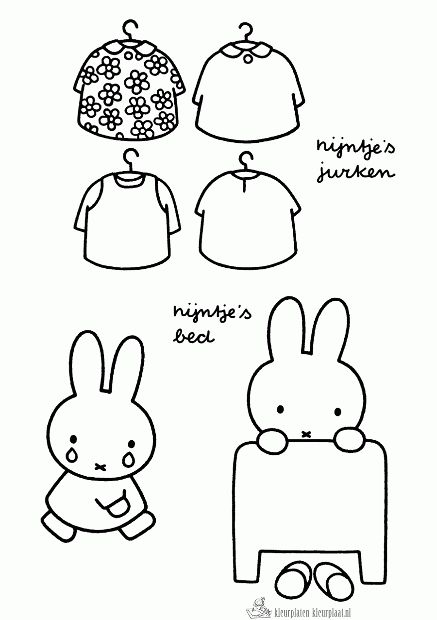 Nijntjes jurken kleurplaat