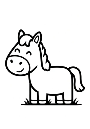 Makkelijk paard met grote vormen kleurplaat