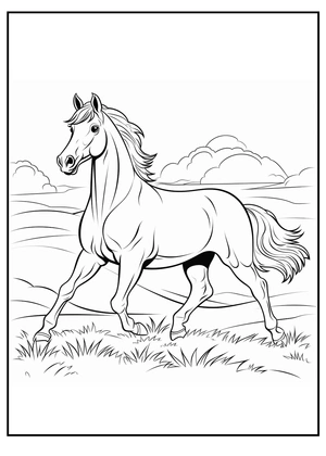 Paard in draf kleurplaat