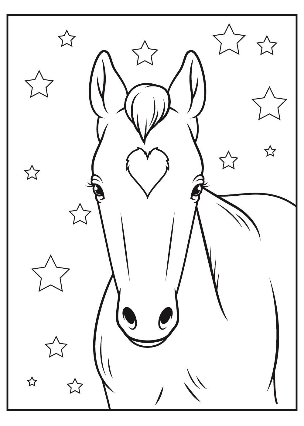 Paard met een hartje kleurplaat