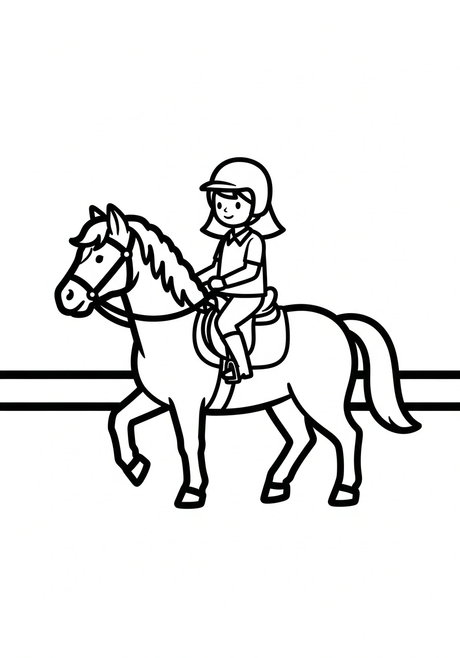 Paarden kleurplaat van een paard met ruiter dat een nette dressuurbuiging maakt in de bak kleurplaat