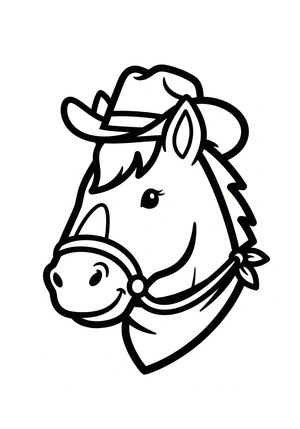 Paardenhoofd met cowboyhoed kleurplaat