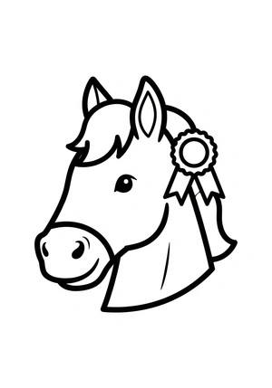 Paardenhoofd met rozet in de manen kleurplaat