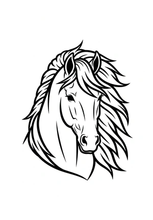 Paardenhoofd met sierlijke manen kleurplaat