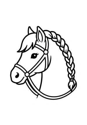 Paardenhoofd met vlechtjes kleurplaat