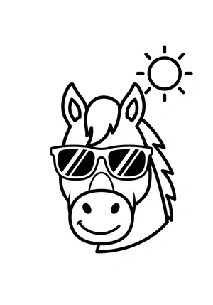 Paardenhoofd met zonnebril kleurplaat