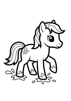 Pony met hoefjes in verf kleurplaat