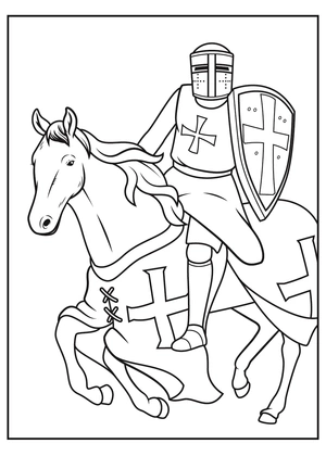 Ridder op paard kleurplaat
