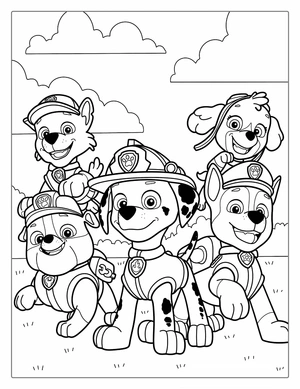 Alle karakters Paw Patrol kleurplaat