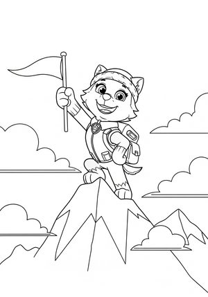 Everest op de top met een vlag kleurplaat