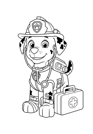 Marshall als dokter met pleisters en verband kleurplaat