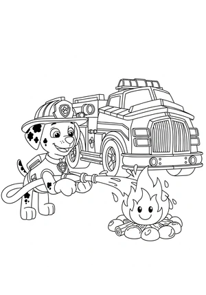 Marshall blust een kleine brand veilig kleurplaat