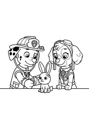 Marshall en Skye bij de dierenarts kleurplaat