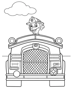 Marshall in zijn auto kleurplaat