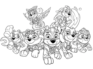 Mega Pups Paw Patrol in actie kleurplaat