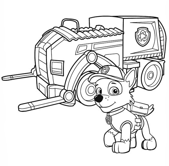 Rocky en zijn auto kleurplaat