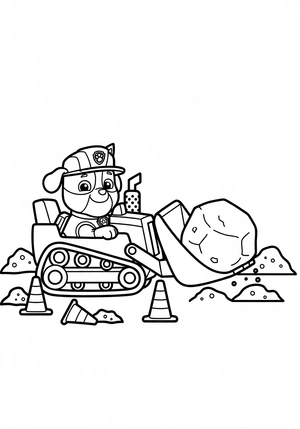 Rubble tilt een grote steen met gemak kleurplaat