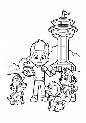 Ryder met kaart van Avonturenbaai kleurplaat