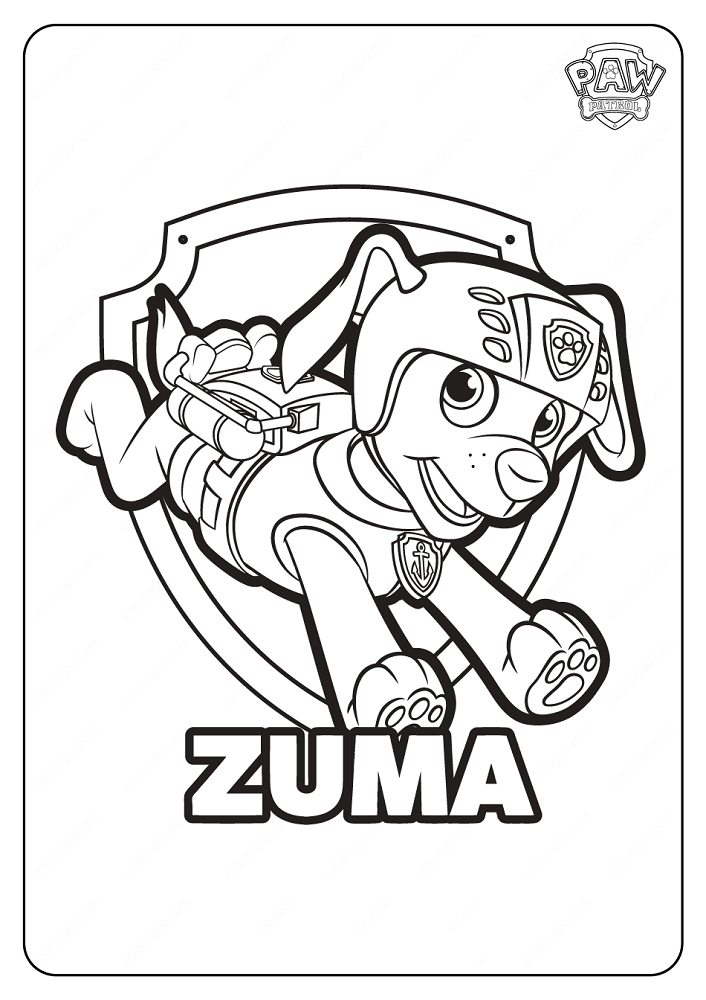 Schattige zuma kleurplaat