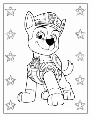 Stoere politiehond chase kleurplaat