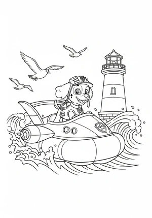Zuma vaart langs de vuurtoren kleurplaat