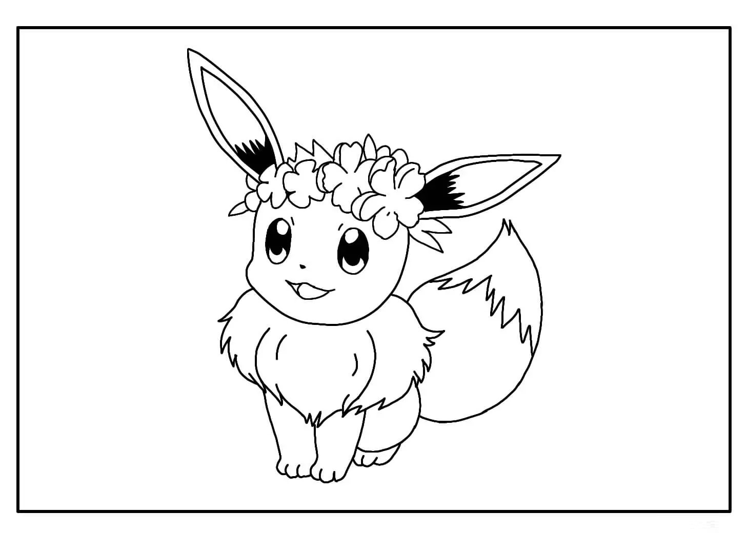 Eevee met krans kleurplaat