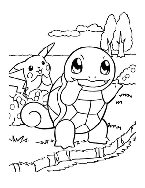 Pikachu en squirtle kleurplaat