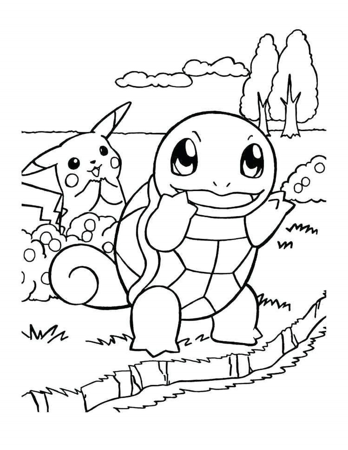 Pikachu en squirtle kleurplaat