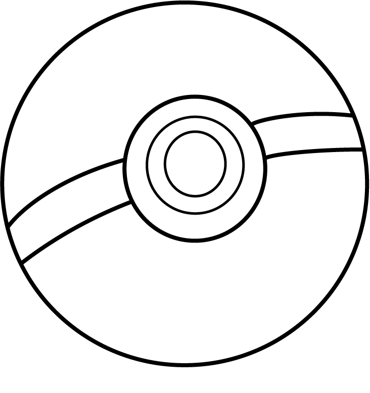 Pokemon kleurplaat van een Poké Ball met ronde vormen en duidelijke lijnen