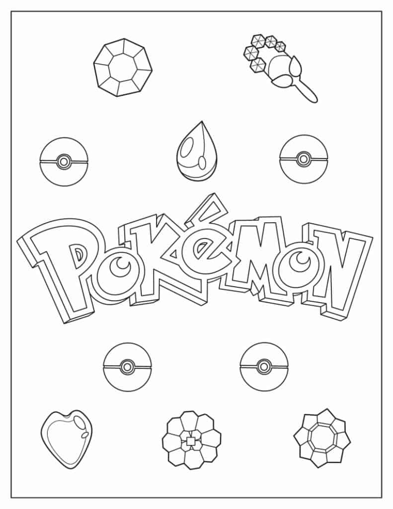 Pokemon badges kleurplaat