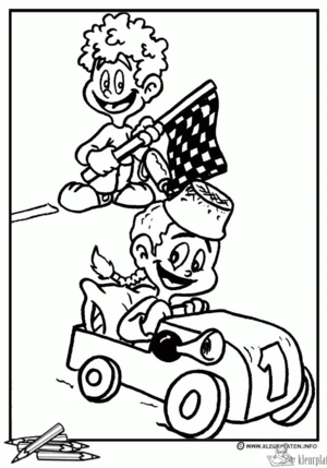 Raceauto 8 kleurplaat