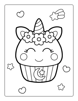 Cupcake unicorn kleurplaat