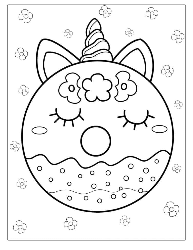 Donut unicorn kleurplaat