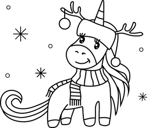 Kerstmis unicorn kleurplaat