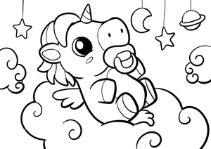 Schattige baby unicorn kleurplaat