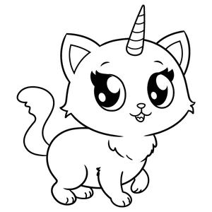 Schattige unicorn kat kleurplaat