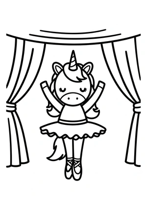 Unicorn als ballerina kleurplaat