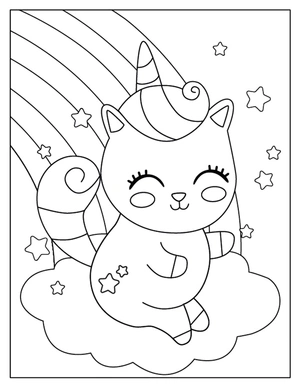 Unicorn kitten kleurplaat