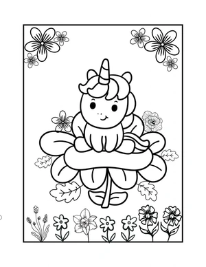 Unicorn met bloemen kleurplaat