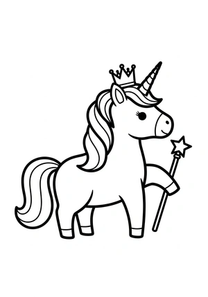 Unicorn met kroon en scepter kleurplaat