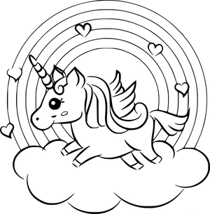 Unicorn met regenboog kleurplaat