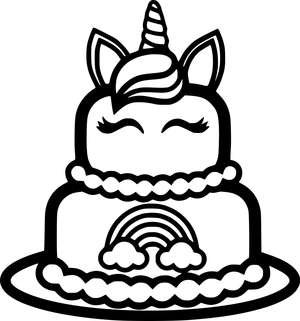 Unicorn taart kleurplaat