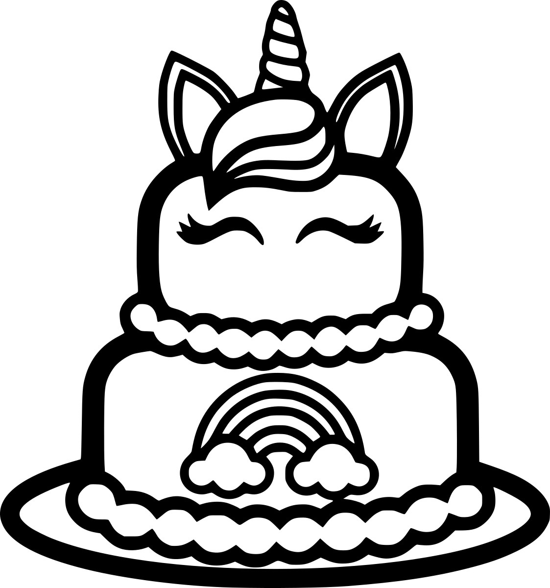 Unicorn taart kleurplaat