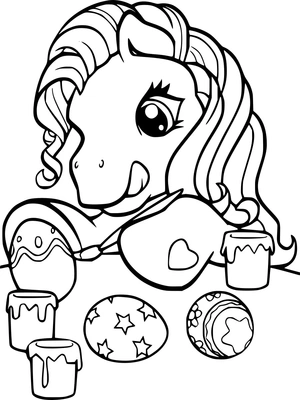 Unicorn versiert paaseitjes kleurplaat