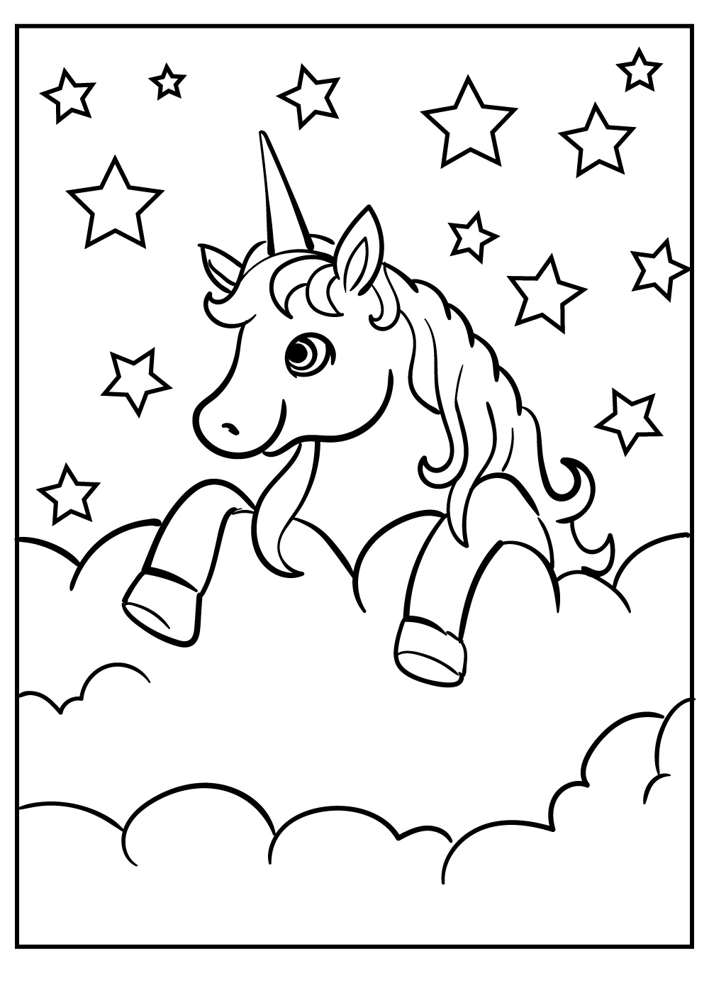 Unicorn veulen kleurplaat