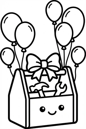 Verjaardag kleurplaat met gereedschapskist cadeau voor papa