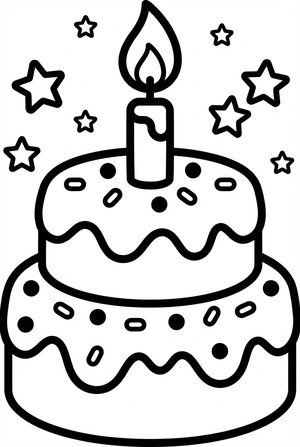 Verjaardag kleurplaat taart verjaardag met een extra grote kaars
