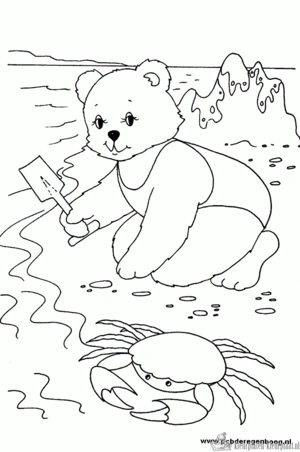 Aan het strand kleurplaat